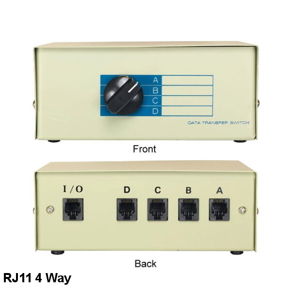 Kentek 4-Way RJ11 Manual Data Transfer Switch Box Phone Jack 11 Pin Modem Fax