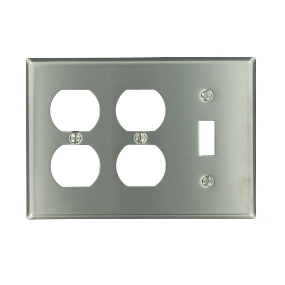 3-Gang Toggle/Duplex Device Combination Wallplate, Standard Size, Non-Magneti...