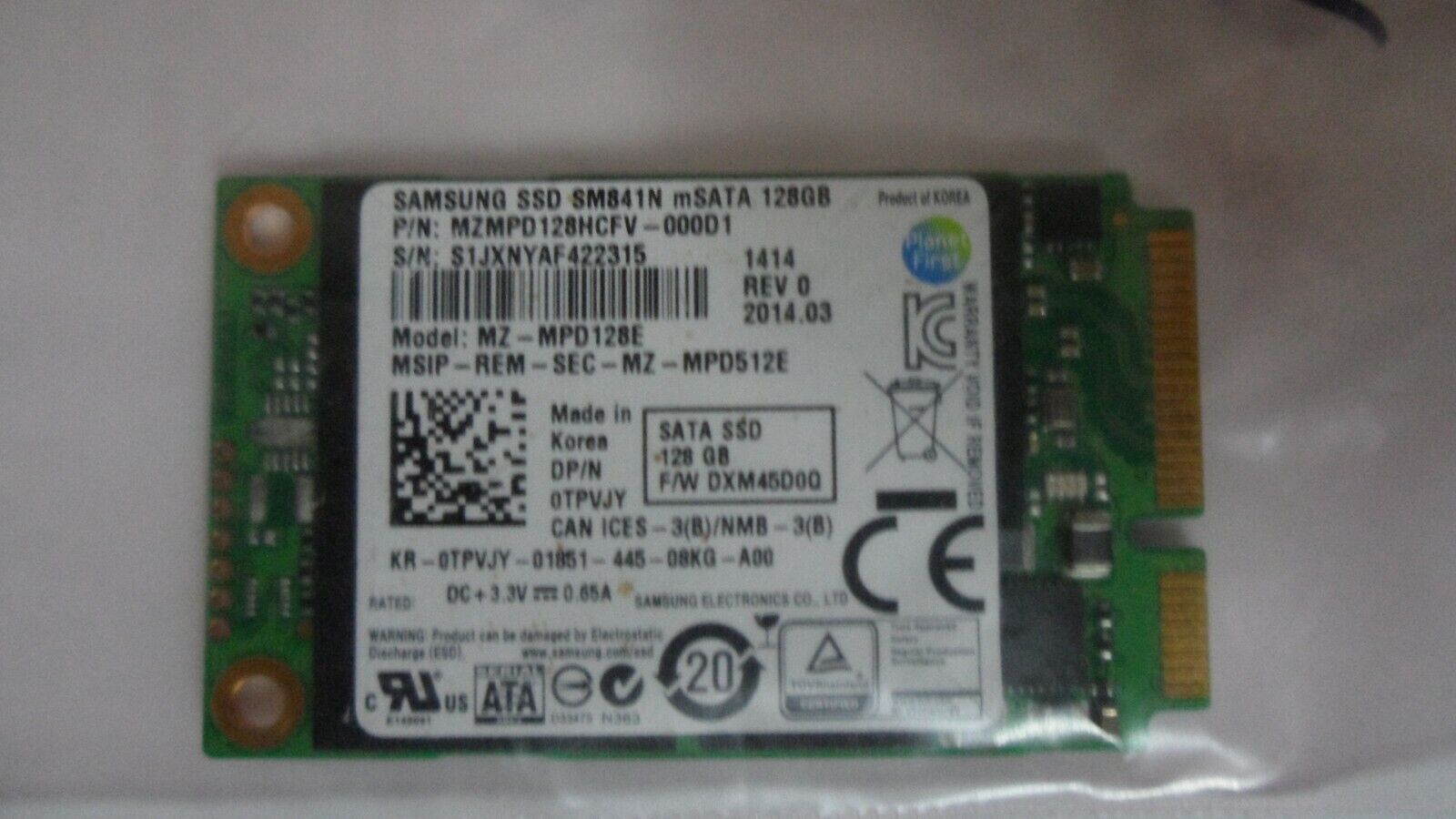 Samsung SM841N 0TPVJY 128GB MZ-MPD128E Solid State Drive