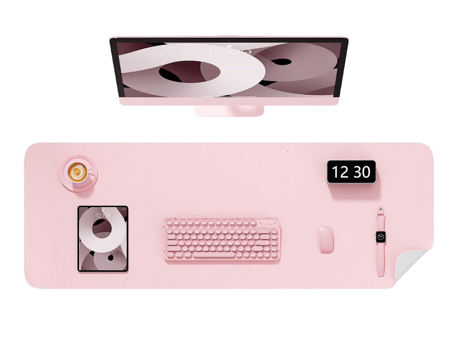1 PCS Light Pink 48x17 Inch PU Leather NonSlip Mouse Keyboard Desk Pad Mat