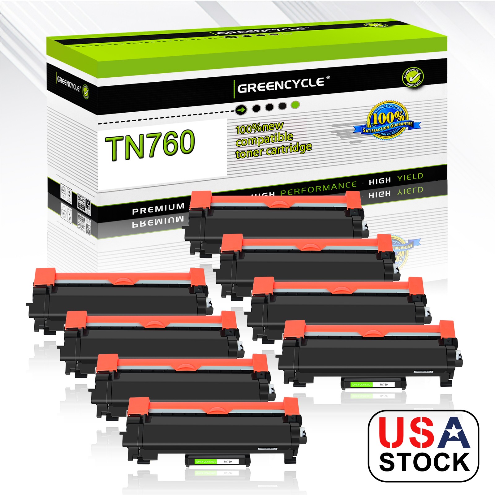 8PK TN760 Toner Cartridge Fits for Brother HL-L2310D HL-L2350DW L2370DN L2395DW