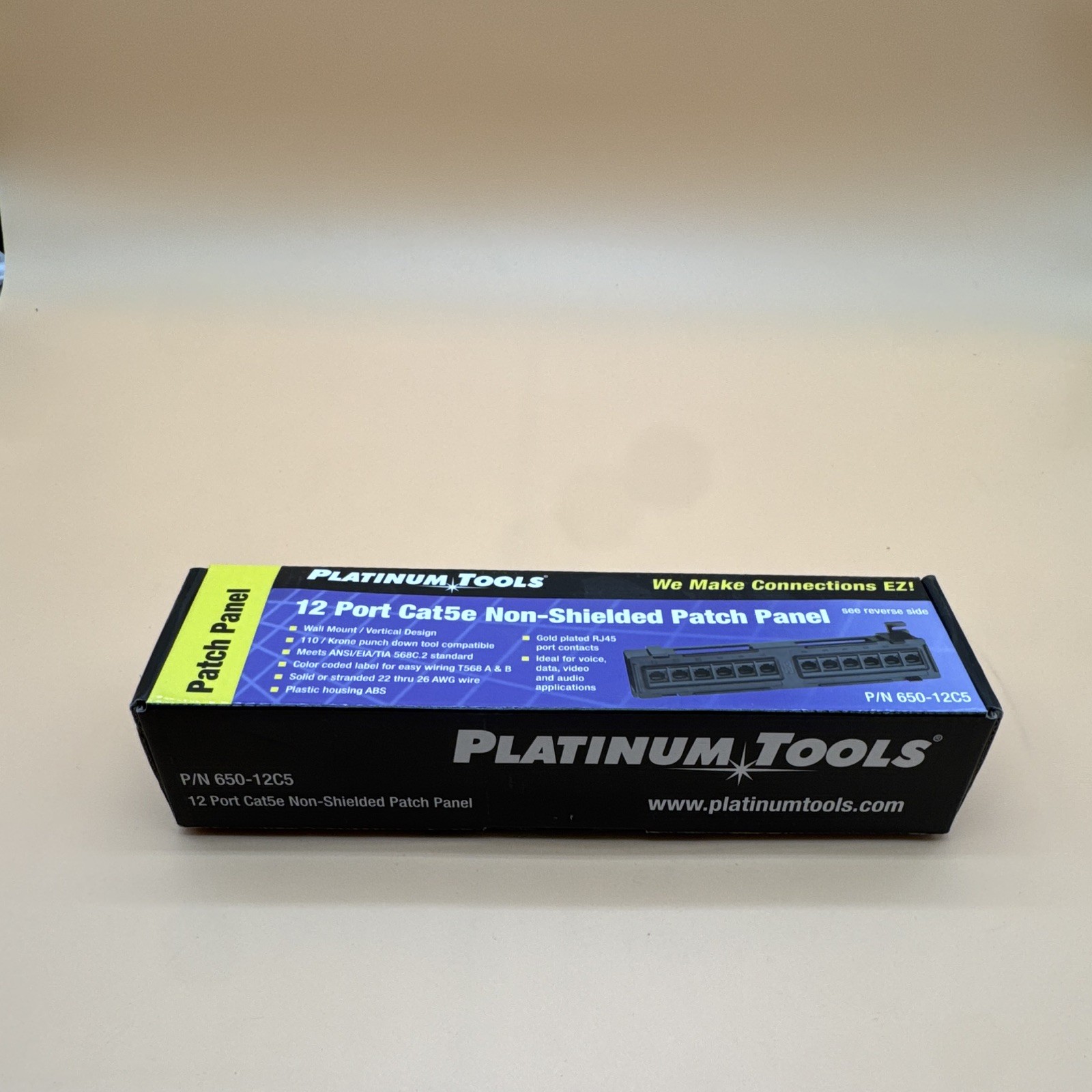 Platinum Tools 650-12C5 12-Port Cat5e RJ-45 Patch Panel 1U 19 in