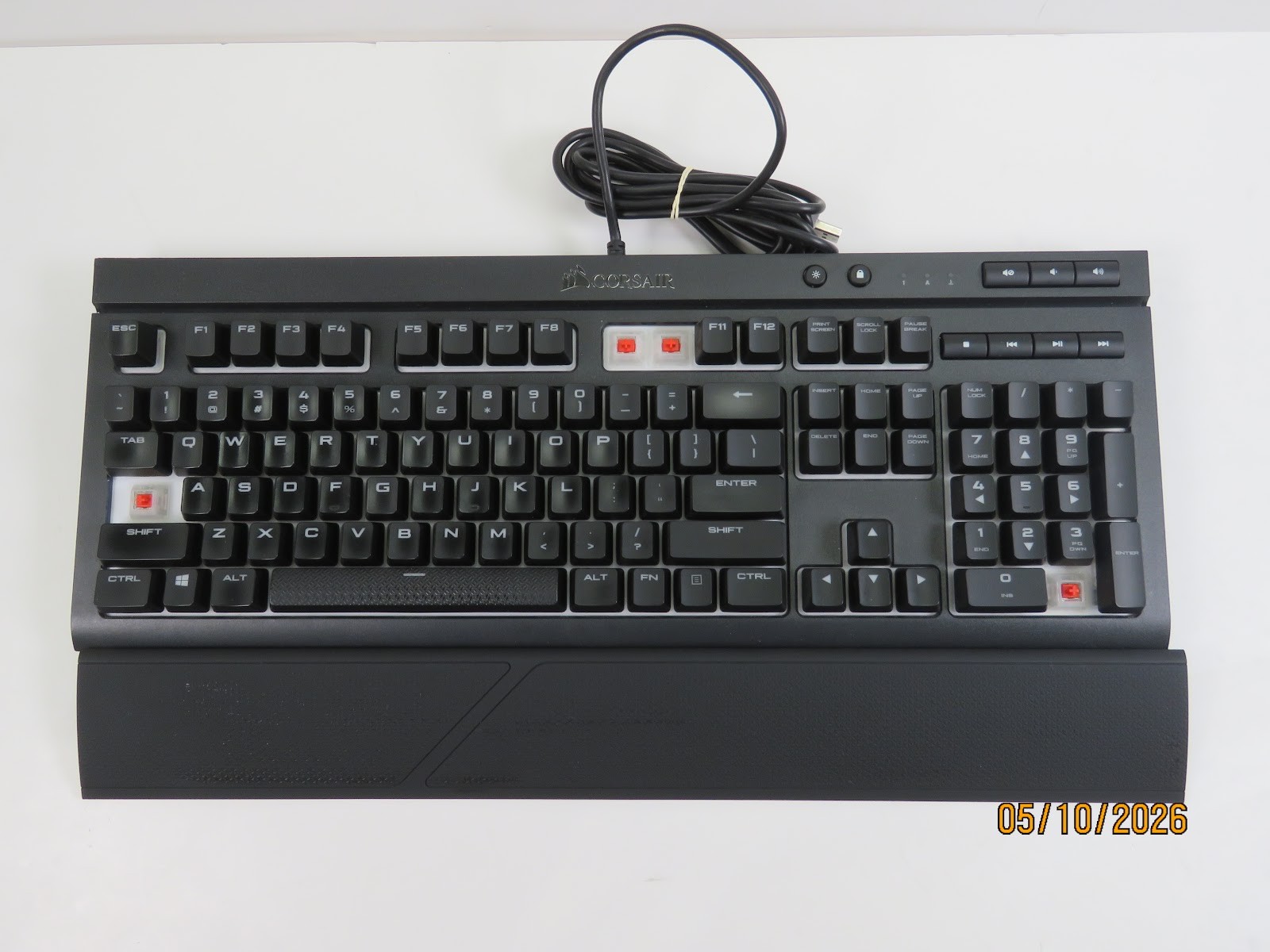 Corsair K68 RGB Mechanical Keyboard Cherry MX Red - Missing 4 Keycaps - DT102