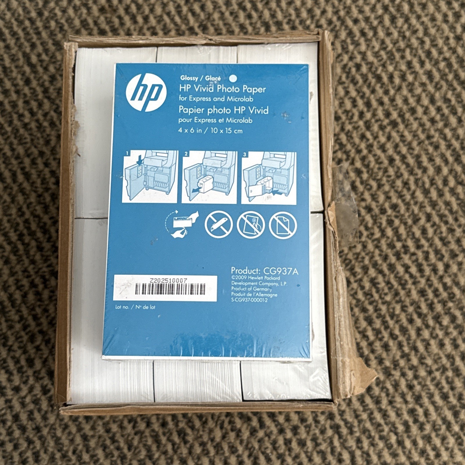 3 Packs of HP Vivid Photo Paper 4x6 Glossy CG937A 180 Sheets Each Sealed