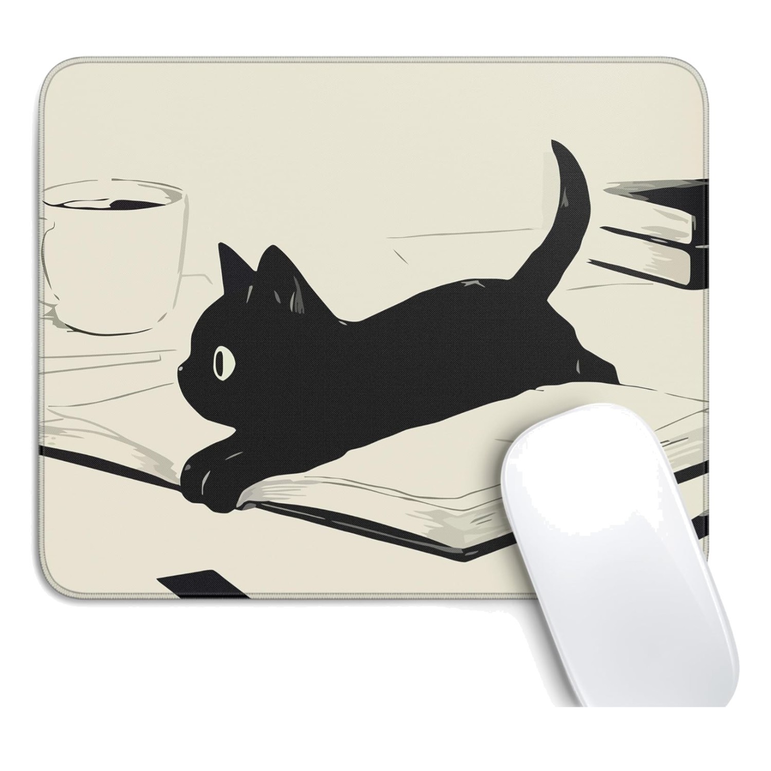 Cute Kawaii Black Cat Mouse Pad with Non-Slip Base - Perfect for Home & Office