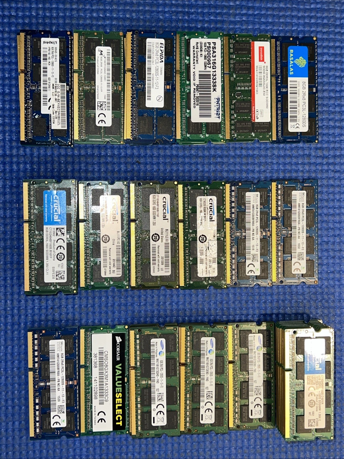 Lot of 43 8GB 2Rx8 PC3L-12800S DDR3 1600 Laptop Memory RAM Mixed Brand