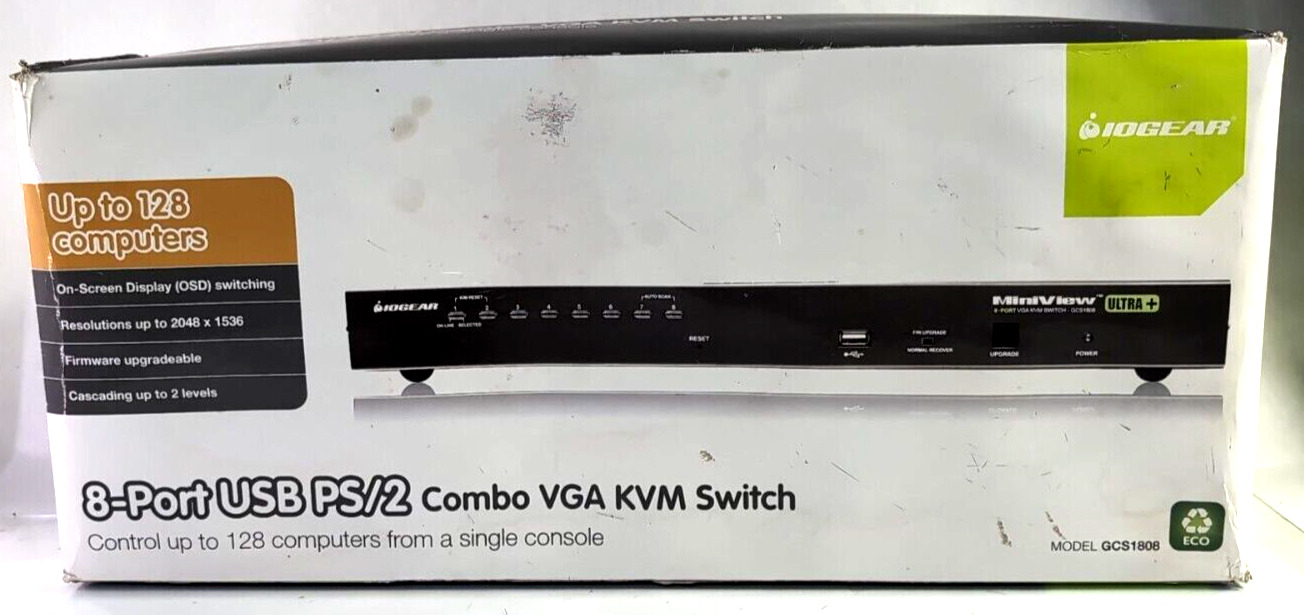 NIB: IOGEAR GCS1808 8-Port USB PS/2 Combo VGA KVMP Switch, TAA Compliant