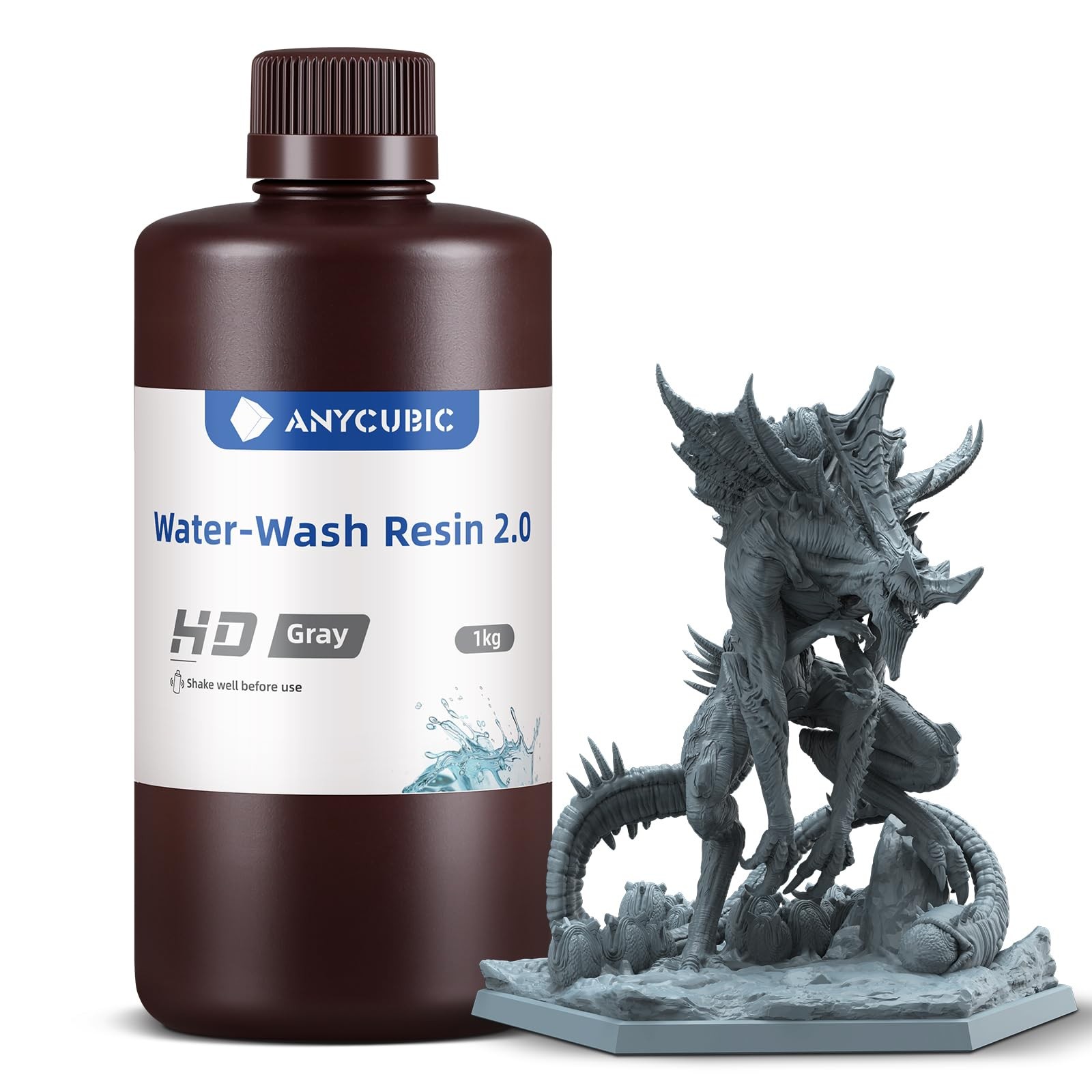 Upgraded Water Washable Resin 2.0, HD Grey 1000g - 【Super Easy Clean】