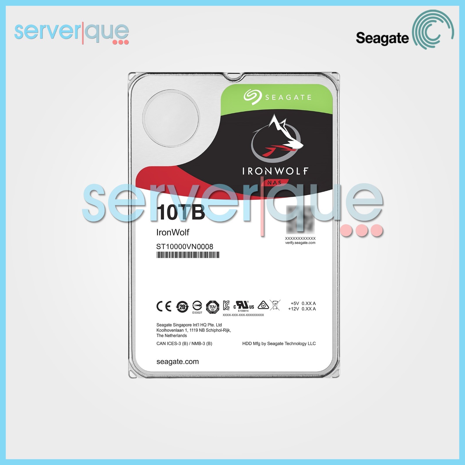 Seagate ST10000VN0008 IronWolf NAS 10TB 7.2K SATA 6Gbps 256MB 3.5" Internal HDD