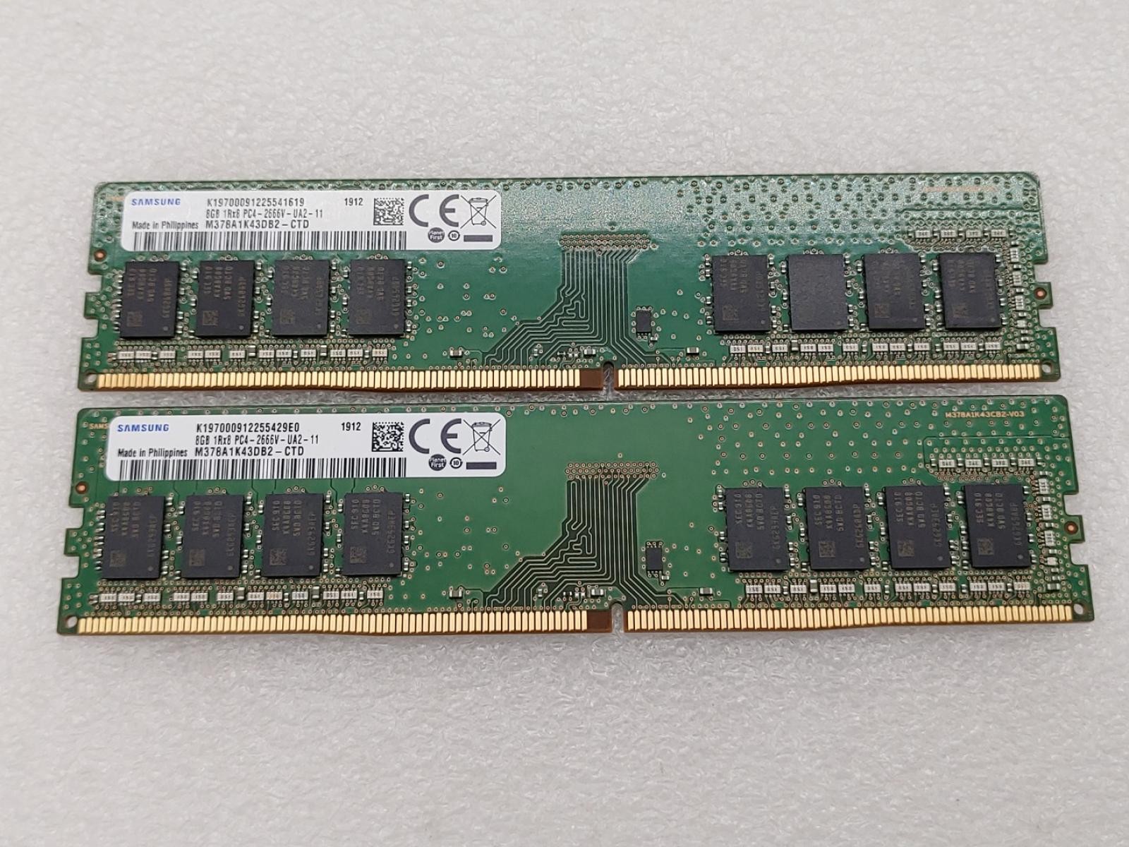 Samsung 16GB (2x8GB) PC4-2666V DDR4-21300 Desktop Ram Memory (M378A1K43DB2-CTD)