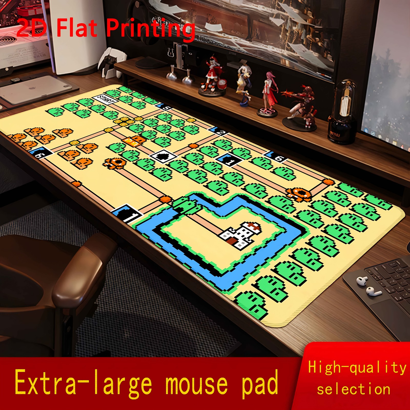 1pc Pixel Art Game Map Mouse Pad, Suitable for Gaming, Office, Desk Decoration