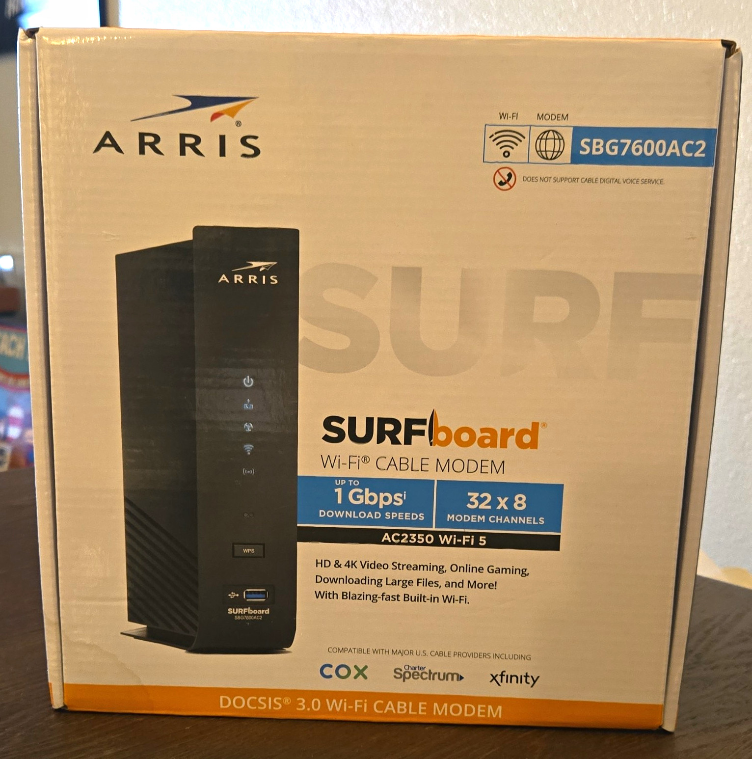 ARRIS SURFboard SBG7600AC2 DOCSIS 3.0 Cable Modem Router Wi-Fi 5 AC2350