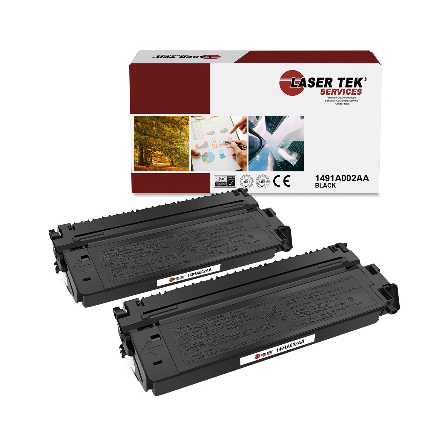 2Pk LTS E40 1491A002AA Black Compatible for Canon PC 140 160 170 300 310 Toner