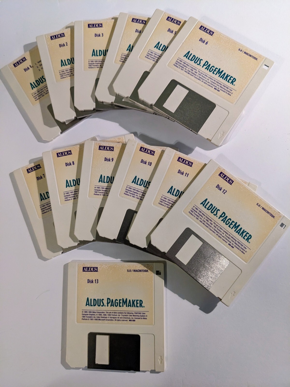 Vintage 1993 ALDUS PageMaker Version 5.0 Diskettes Apple Macintosh-Set of 13