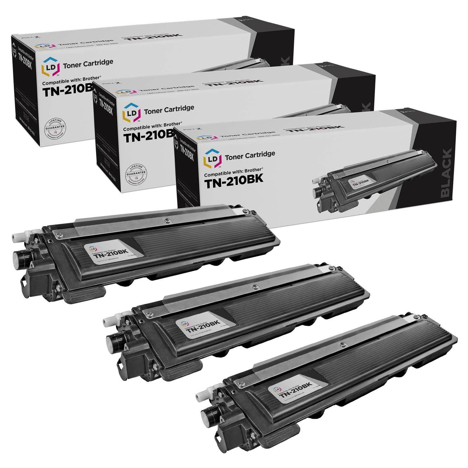 LD  TN210 Black Laser Toner Cartridge Set of 3 for Brother TN-210BK MFC-9325CW