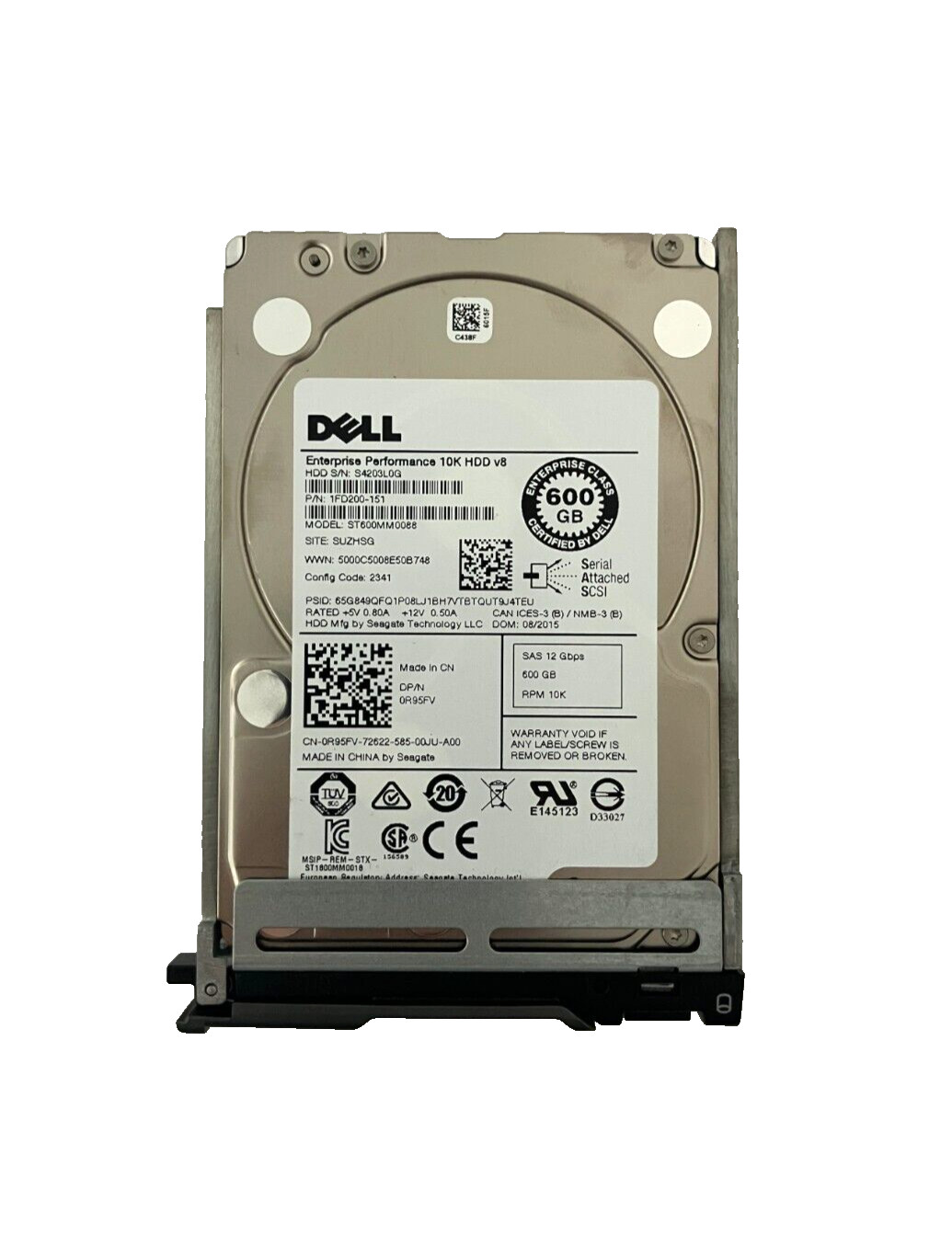 FIT FOR Dell R95FV 0R95FV 600GB 10K 12Gb/s 2.5" SAS HDD Hard Drive ST600MM0088