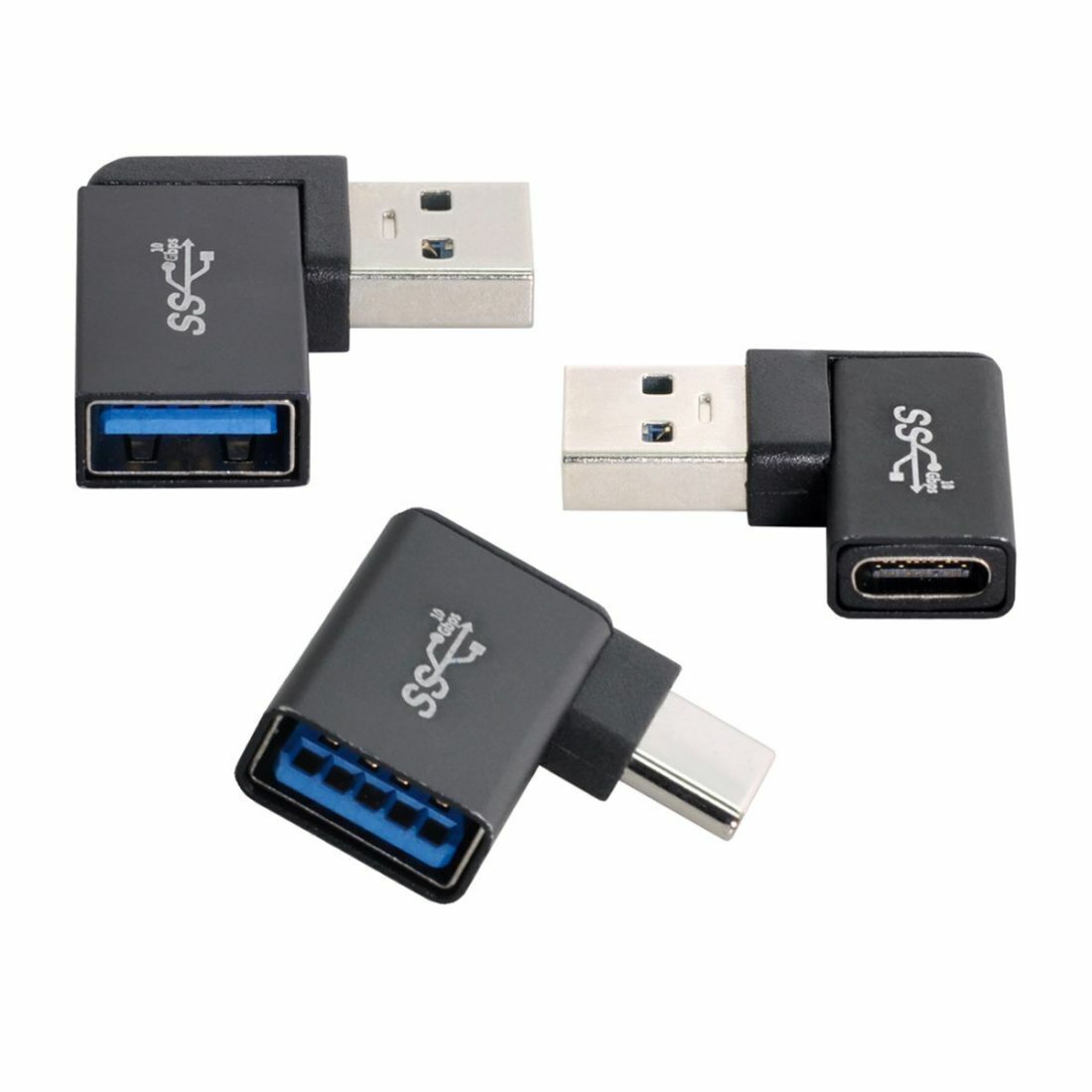 Jimier USB-C TypeC Male Female to USB3.0 Type A Female OTG Data Adapter 3Pcs/Set