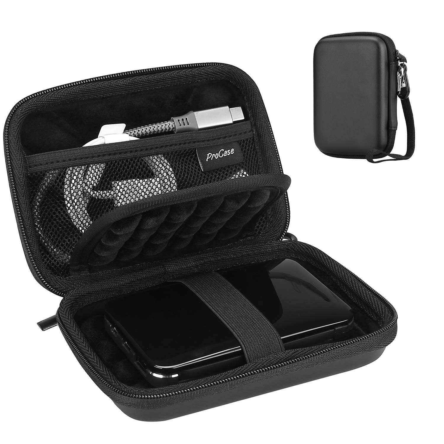 ProCase External Hard Drive Travel Case for 2.5" HDD/SSD -Black nnn1, Black