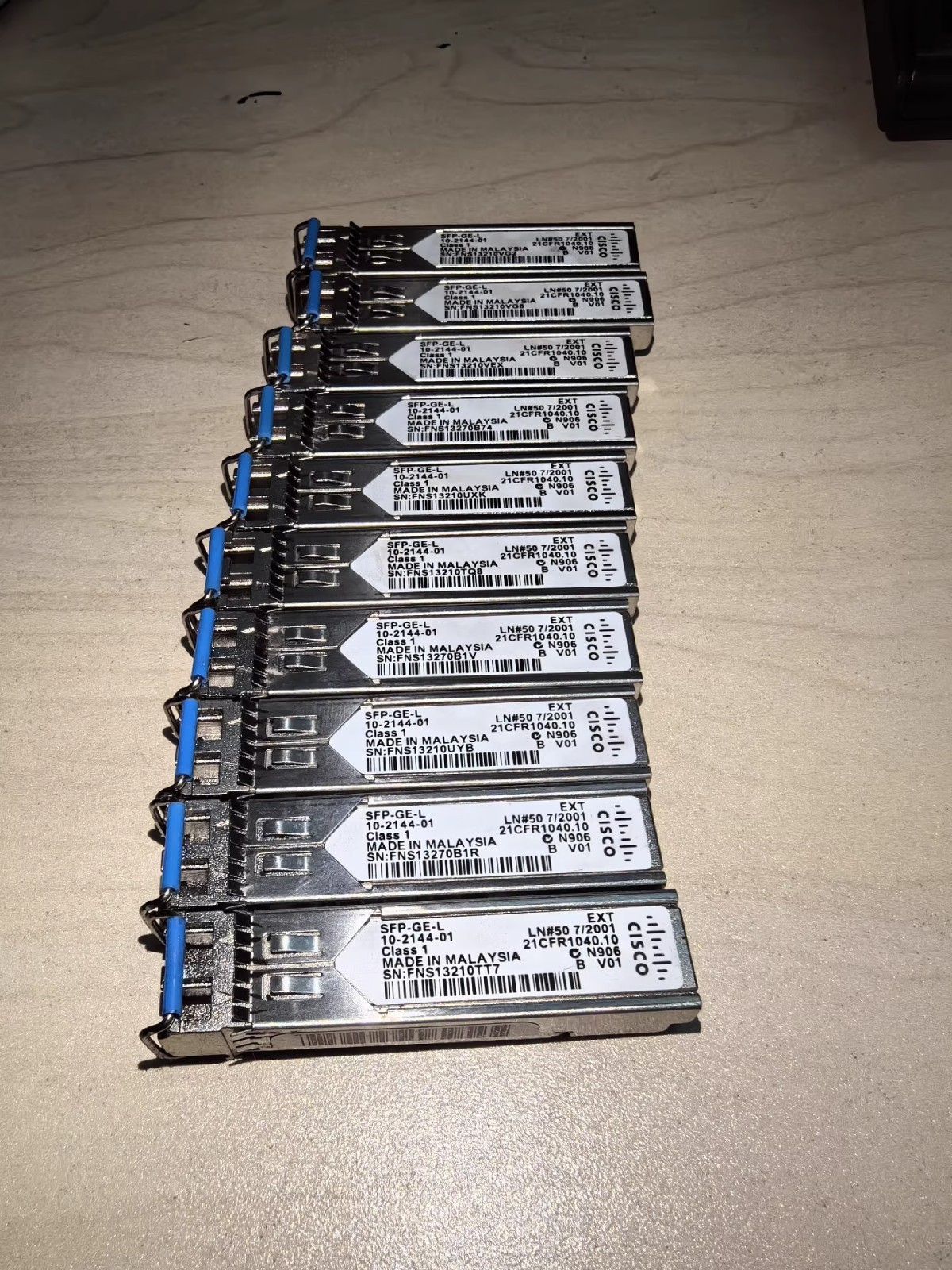 10PCS Genuine Cisco SFP-GE-L Gigabit 1GE 1000Base-LX 1310nm SFP 10km 10-2144-01
