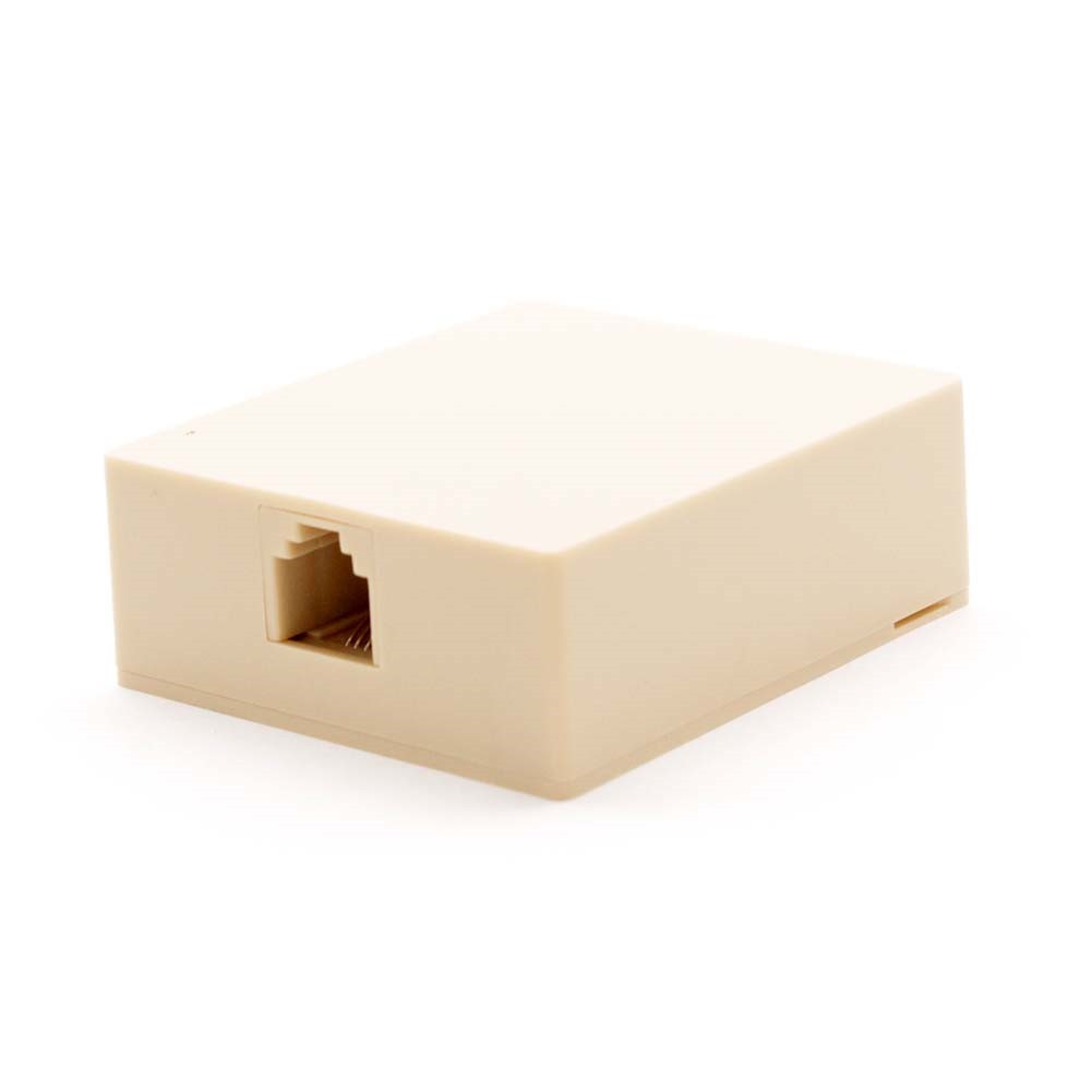 1 Port RJ11 6P4C Jack Telephone Phone Line Wall Surface Mount Box Ivory