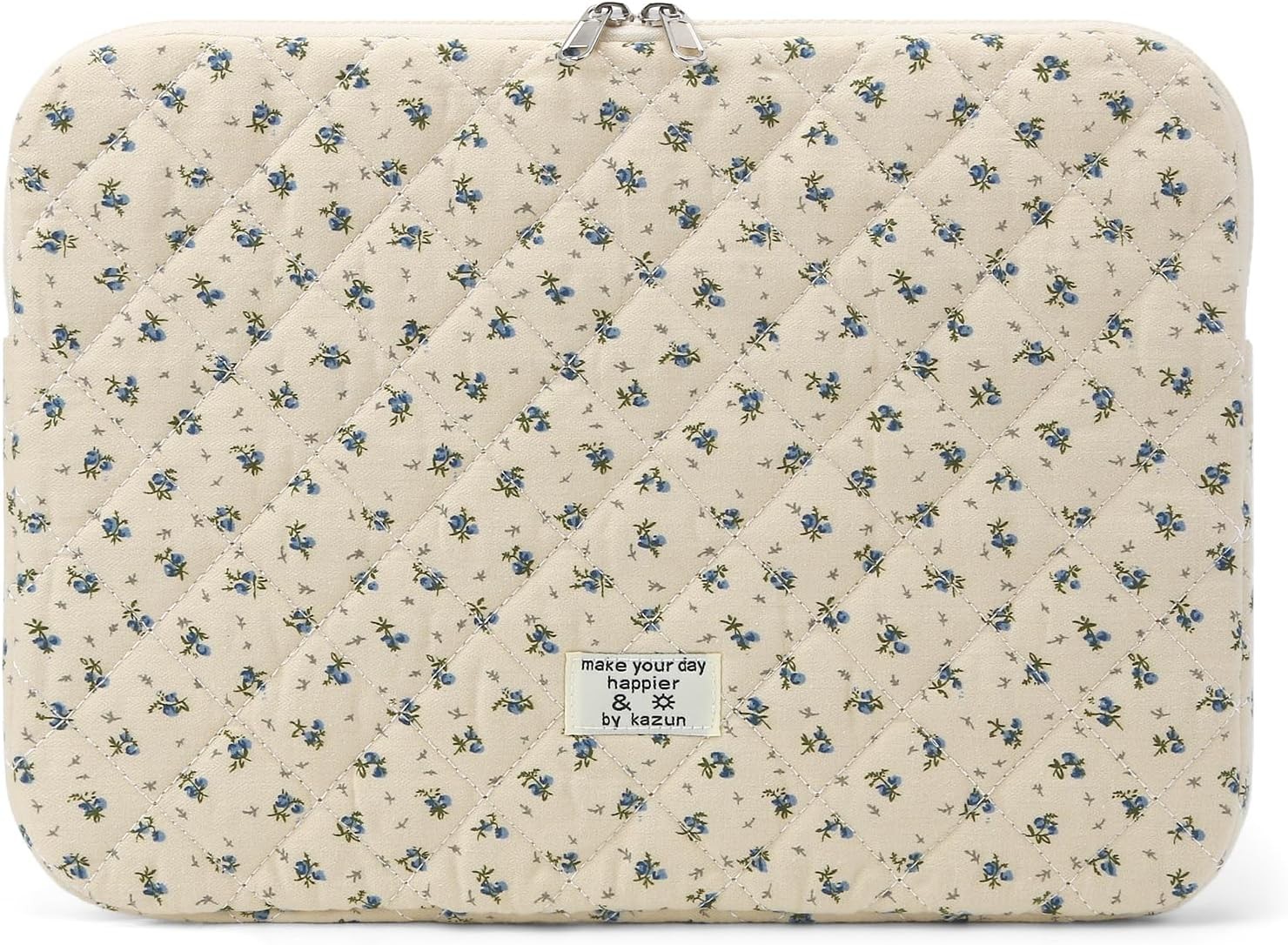 Cute Quilted Floral Laptop Sleeve 13 Inch Padded Protective Case for MacBook