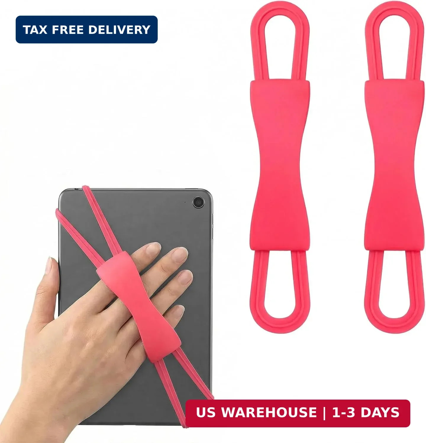2-Pack Silicone Hand Straps for 4.7-8 Inch E-Readers and Tablets, Universal Elas