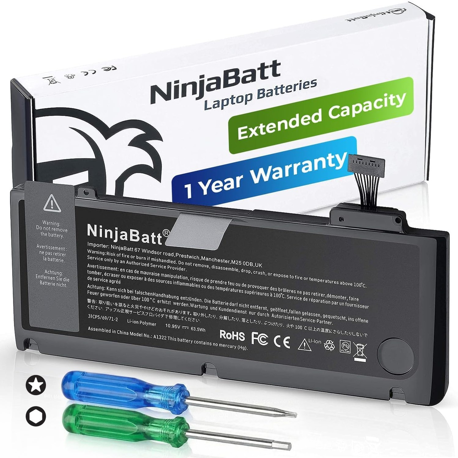 NinjaBatt Battery A1278 A1322 for Apple MacBook Pro 13" [Mid 2012 2010 2009 E...