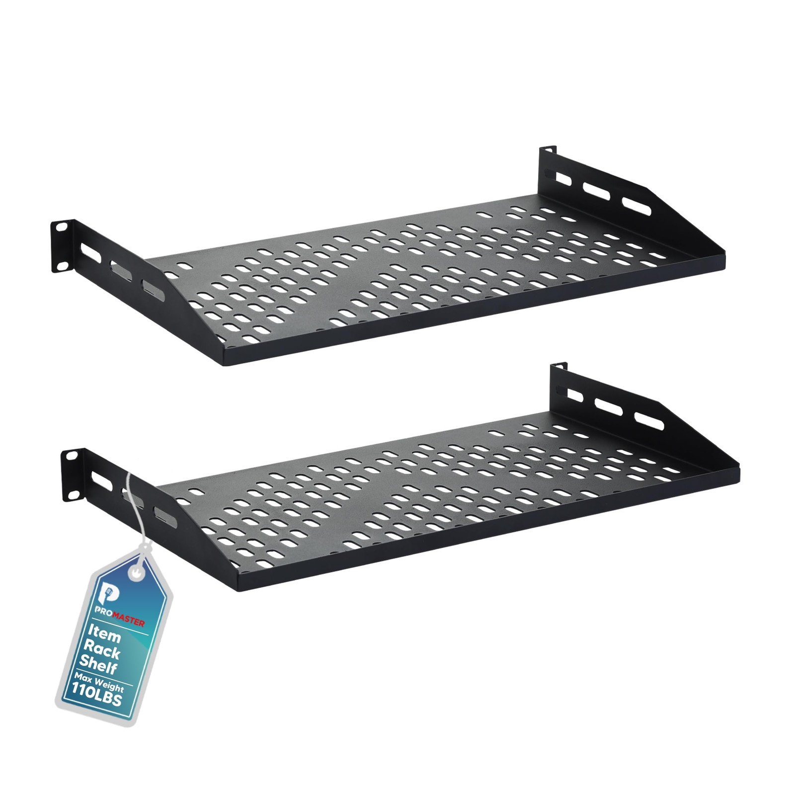 2 PCS 1U Universal Vented Server Rack Shelf Tray 10 Inch Deep For 19 Inch