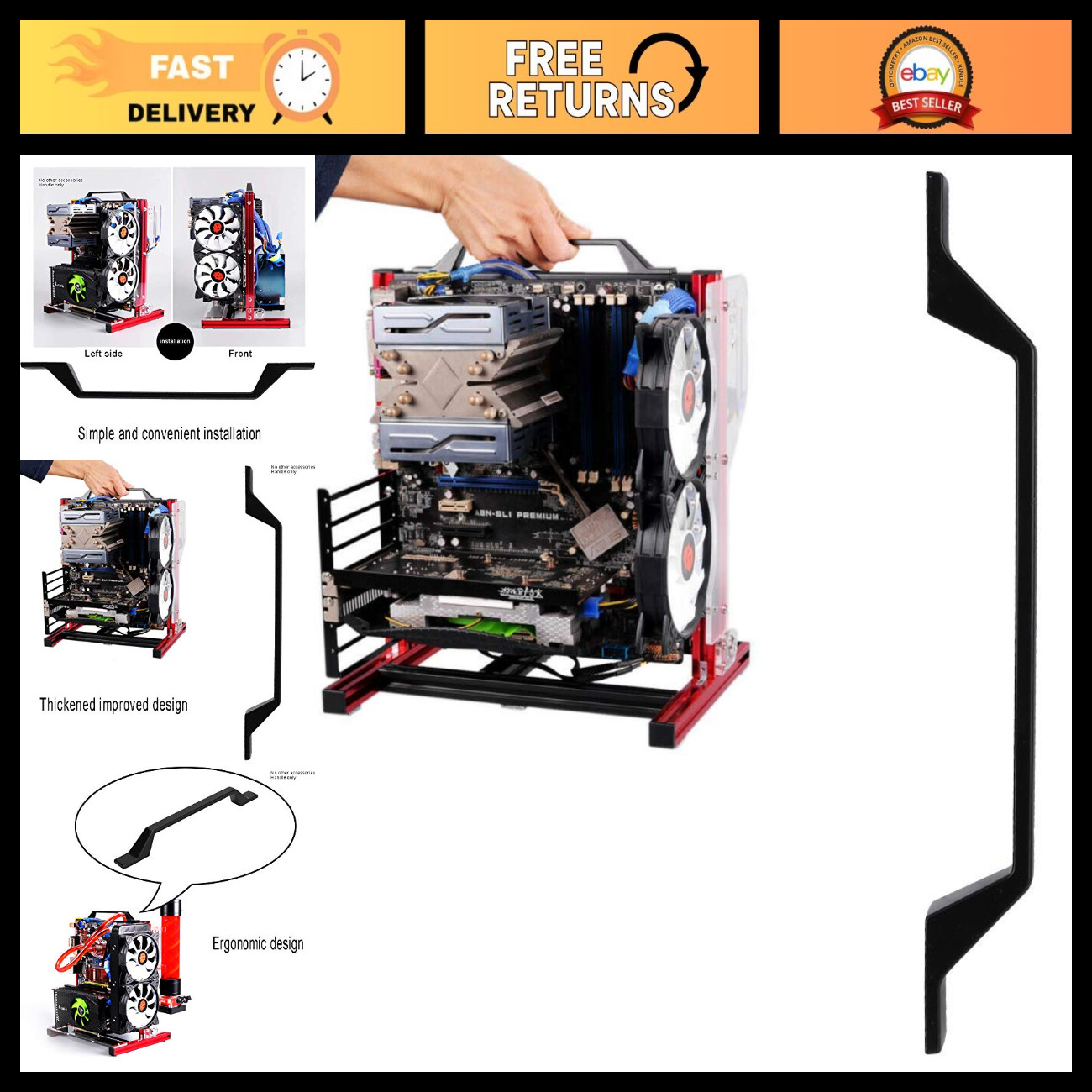 Open Frame PC Test Bench Handle - ITX & ATX Support, Grip for Chassis Upgrade