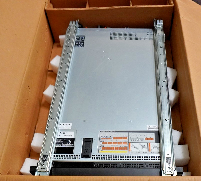 Dell PowerEdge 1U Server 086D43 Board 38Y6R 32GB Ram 2X 0JW4JR 750W PSU/ Quantum