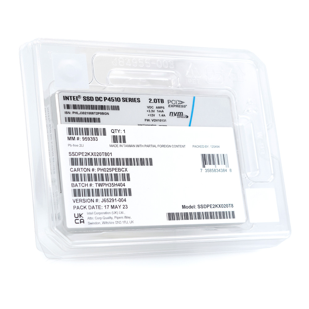Compatible Intel P4510 2TB PCIeGen3x4NVMe U.2 2.5"Enterprise SSD-SSDPE2KX020T801