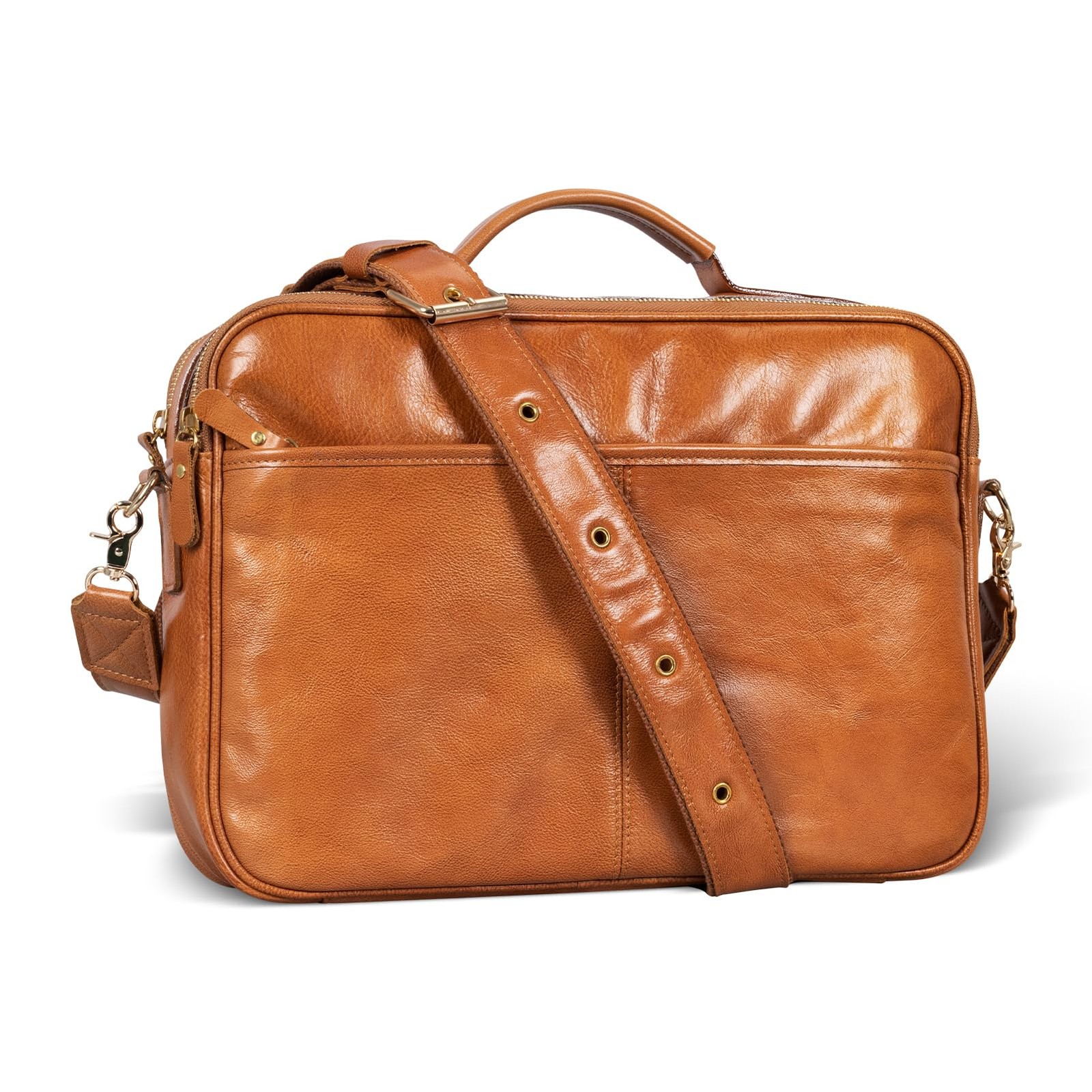 14 Inch Genuine Leather briefcases Laptop Messenger Bags for Men and Women Be...