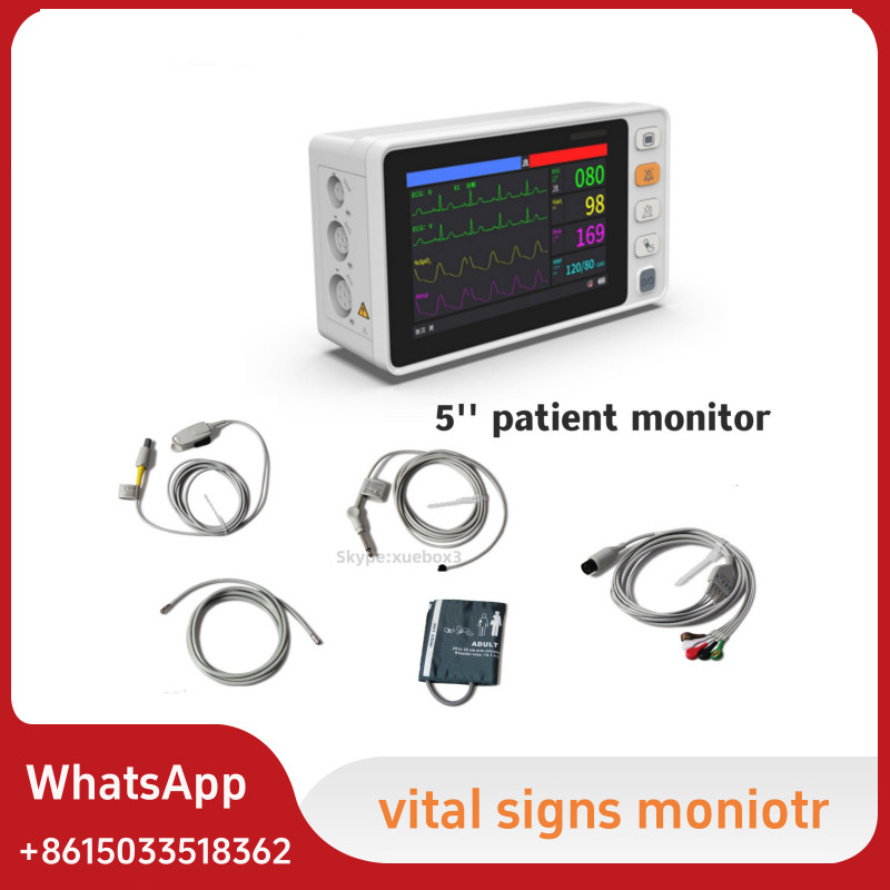 Vital Signs  Patient Monitor ECG NIBP SpO2 Pulse rate Portable  5 inch NEW