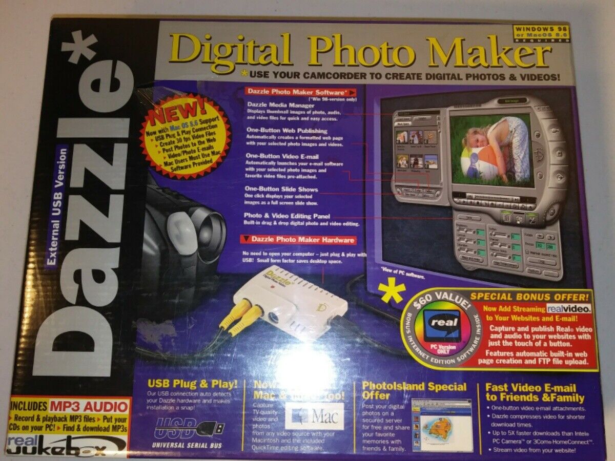 New Dazzle Digital Photo External USB Version Video Maker, USB Plug & Play