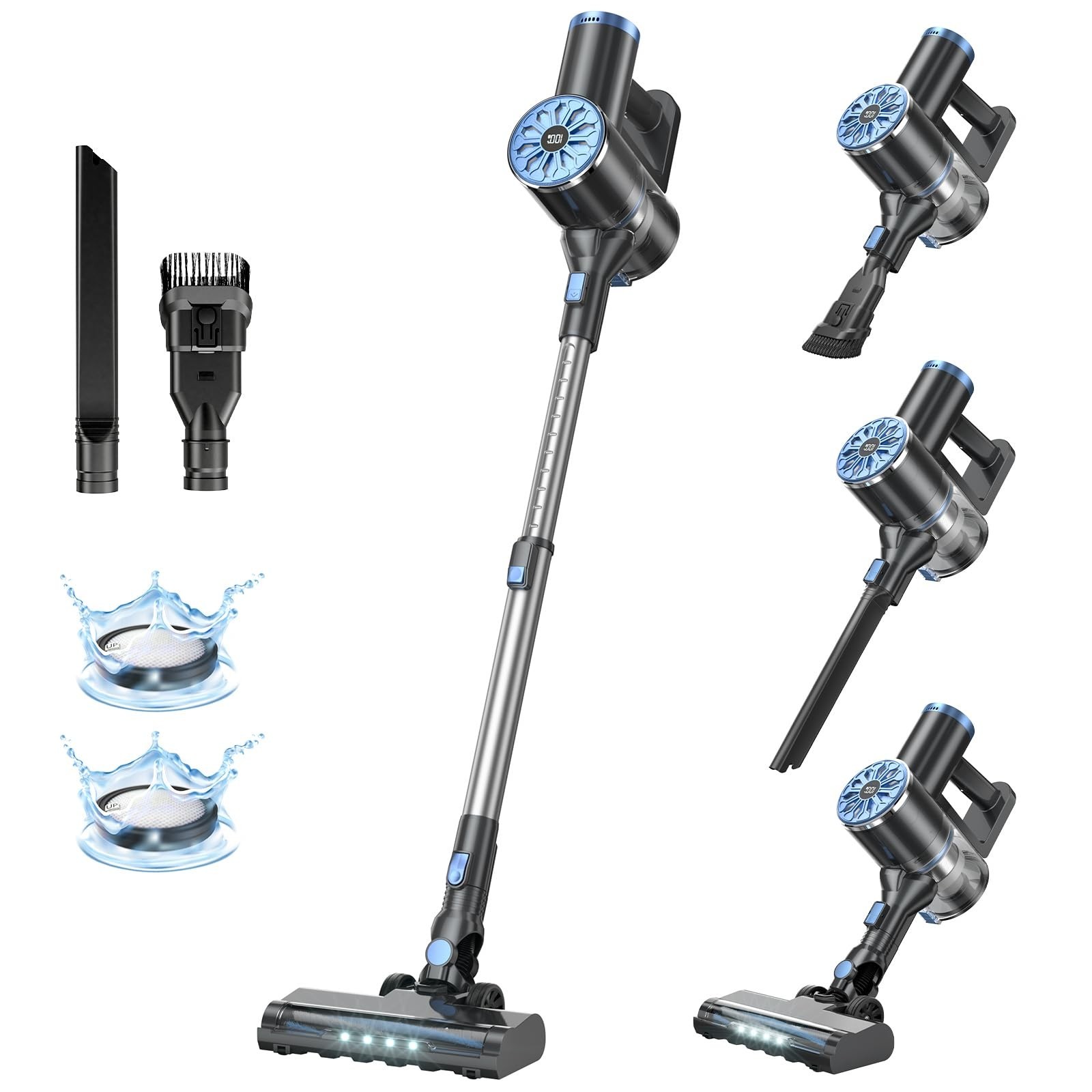 VIPSUN Cordless Vacuum Cleaner with Self-Standing, LED Screen Stick Vacuum Cl...