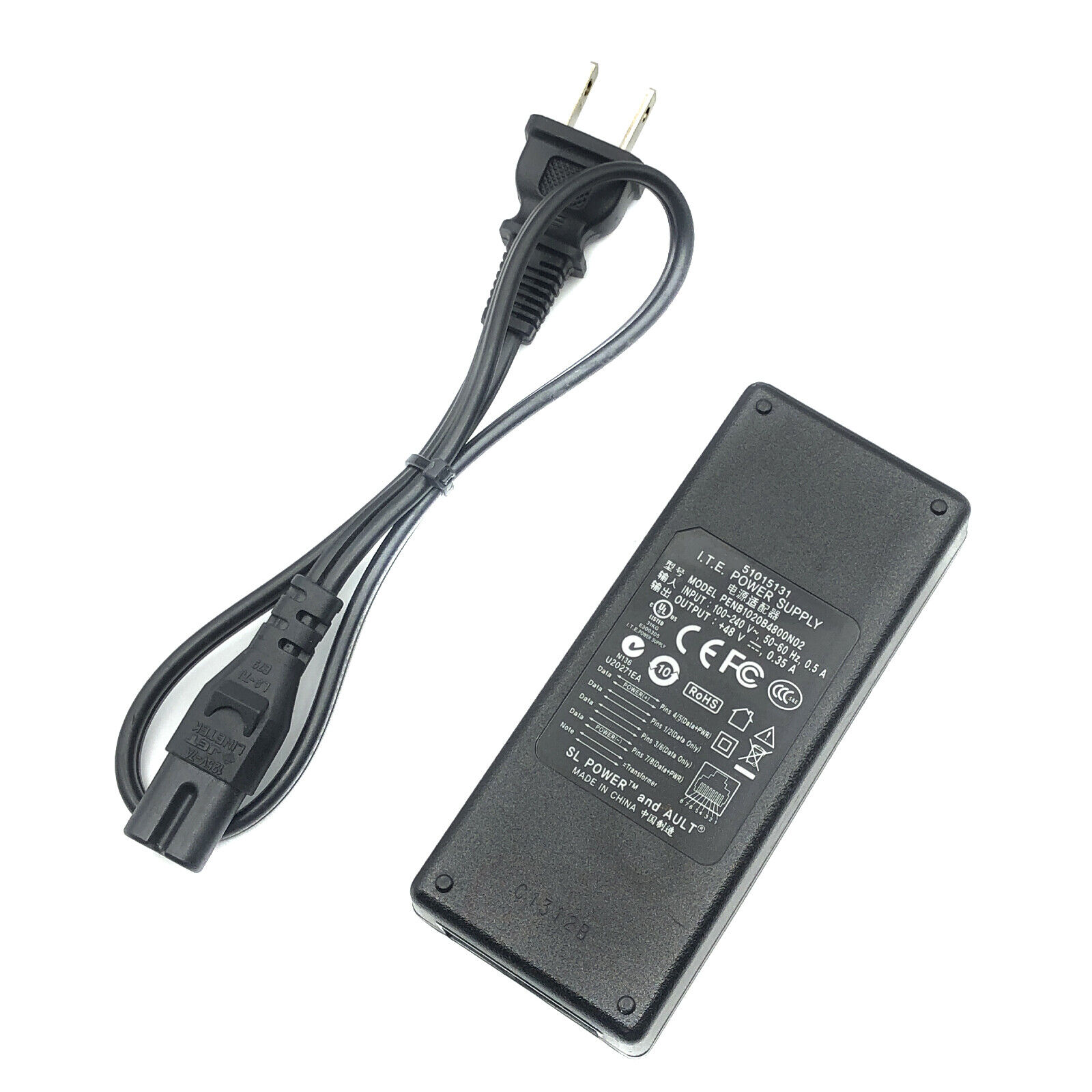 NEW Genuine I.T.E Mitel PoE AC Power Adapter 48V 51015131 51301151 W/P.Cord