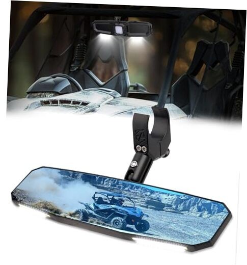  13" UTV Rear View Mirror, SXS UTV Center Mirror w/Interior Lights 13 Inch