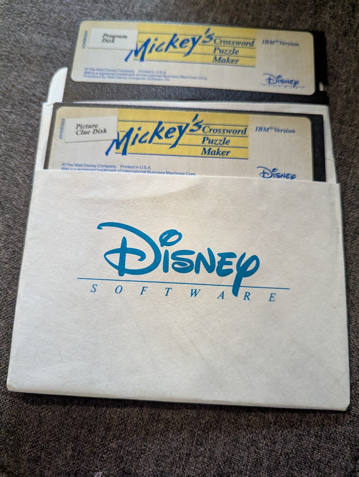 Vintage 5.25" Floppy Disk Mickeys Crossword Puzzle Maker 2 Floppys