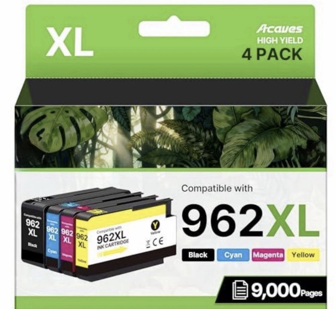 962XL Ink Cartridges 4 Pack High Yield Black Cyan Magenta Yellow