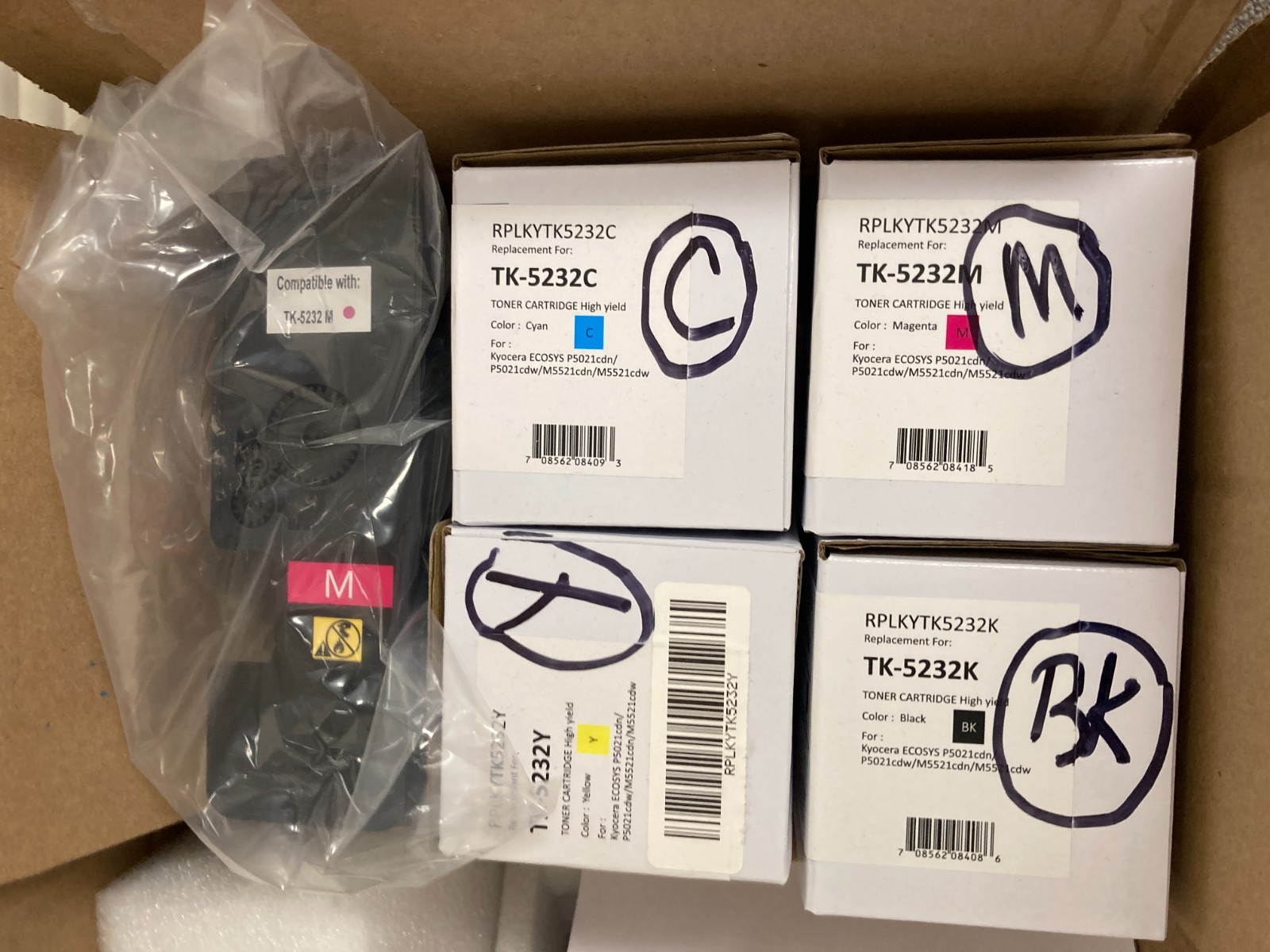 5 New Kyocera Color Laserjet Printer Cartridges  I no longer have the printer