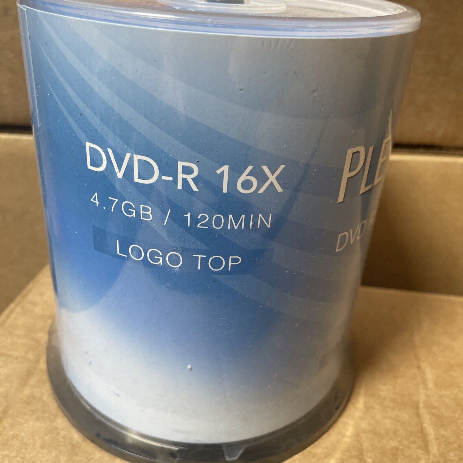 100 PC PlexDisc 16X 4.7 GB DVD-R Logo Top Disc Media Cake Box FFP 632-815-BX