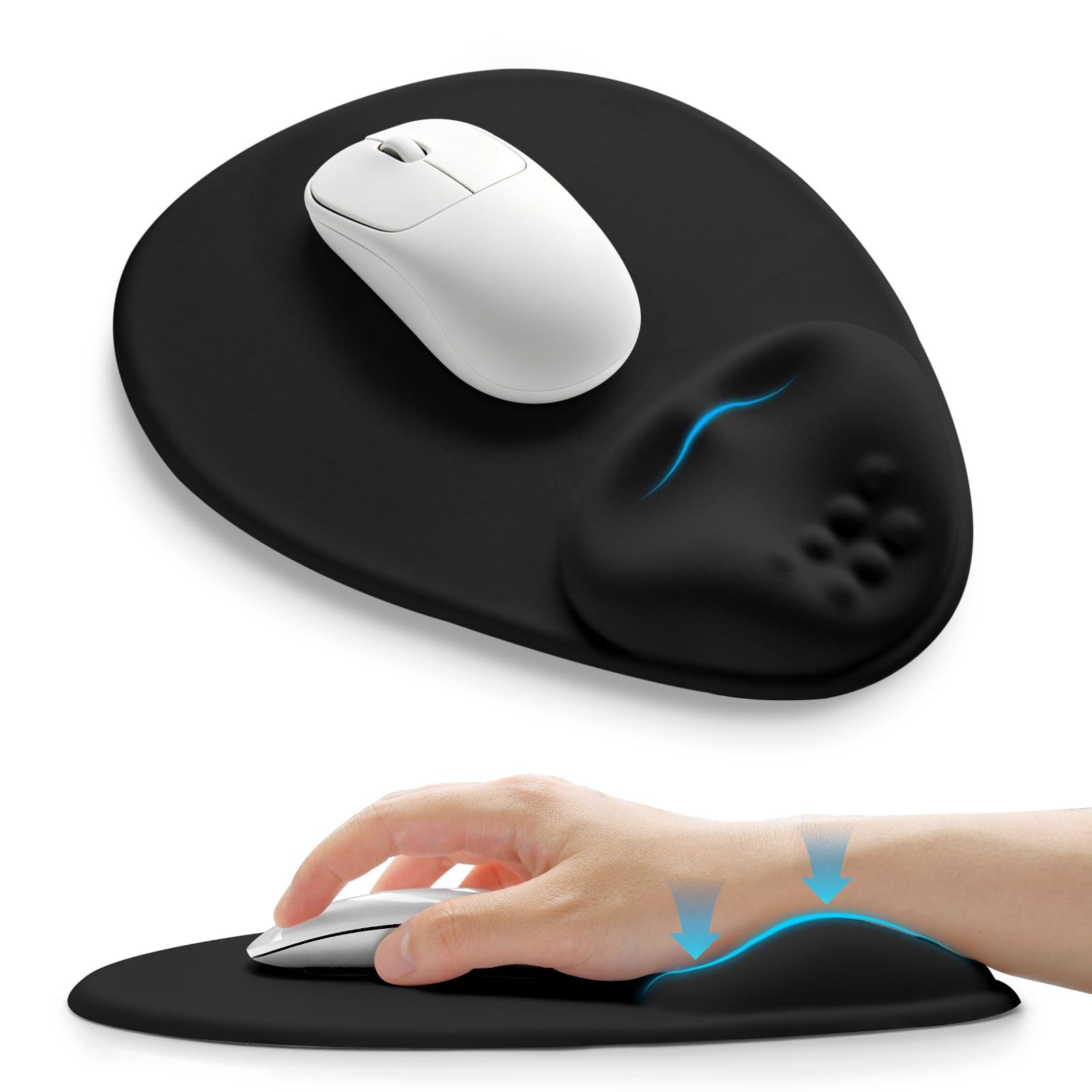 Palm-Rest and Wrist-Hugging Mouse Pad Wrist Rest, Ergonomic Wrist Support wit...