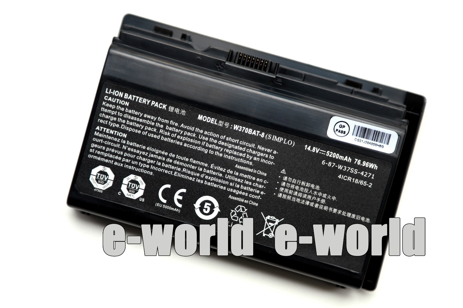New Genuine W370BAT-8 Battery for Clevo 6-87-W37ES-427 W350ET W350ETQ W355STQ
