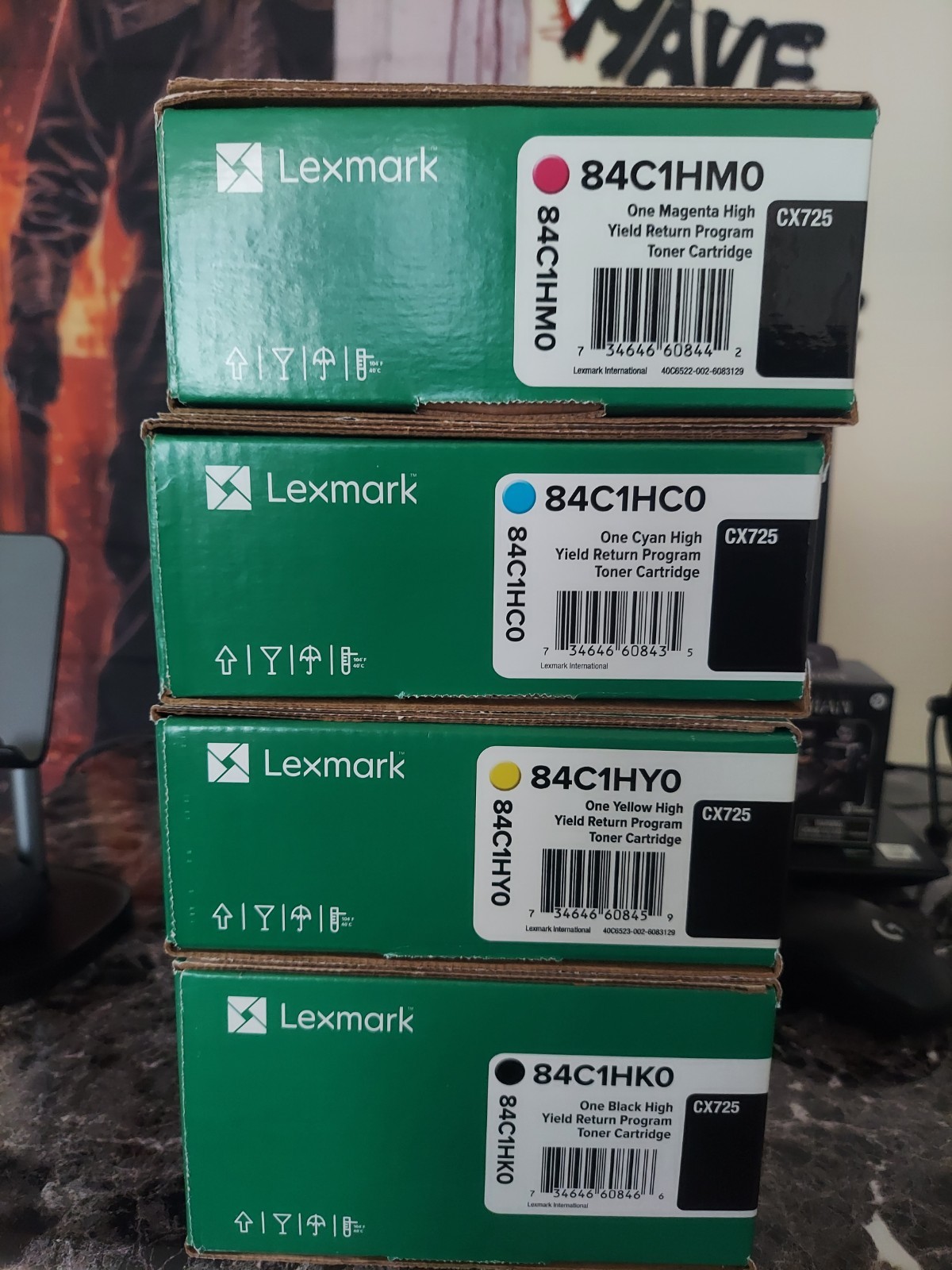 LEXMARK 84C1H COLOR LOT SET OF 4 84C1HMO 84C1HY0 84C1HC0 84C1HK0 NEW SEE PHOTO