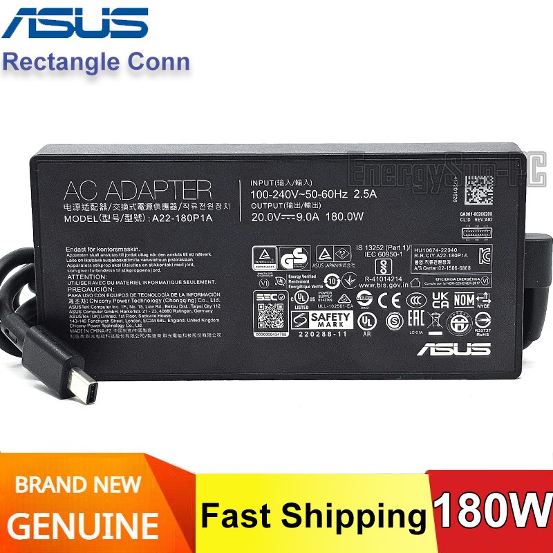 180W A22-180P1A ADP-180TB K Original ASUS Laptop Charger Adapter Rectangle Conn