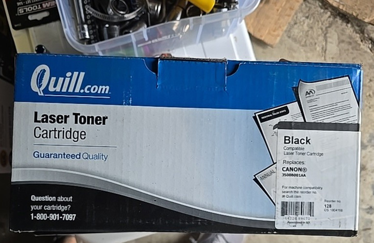 Canon 128 Black Laser Toner Cartridge Replaces 3500B001AA - Quill Brand New