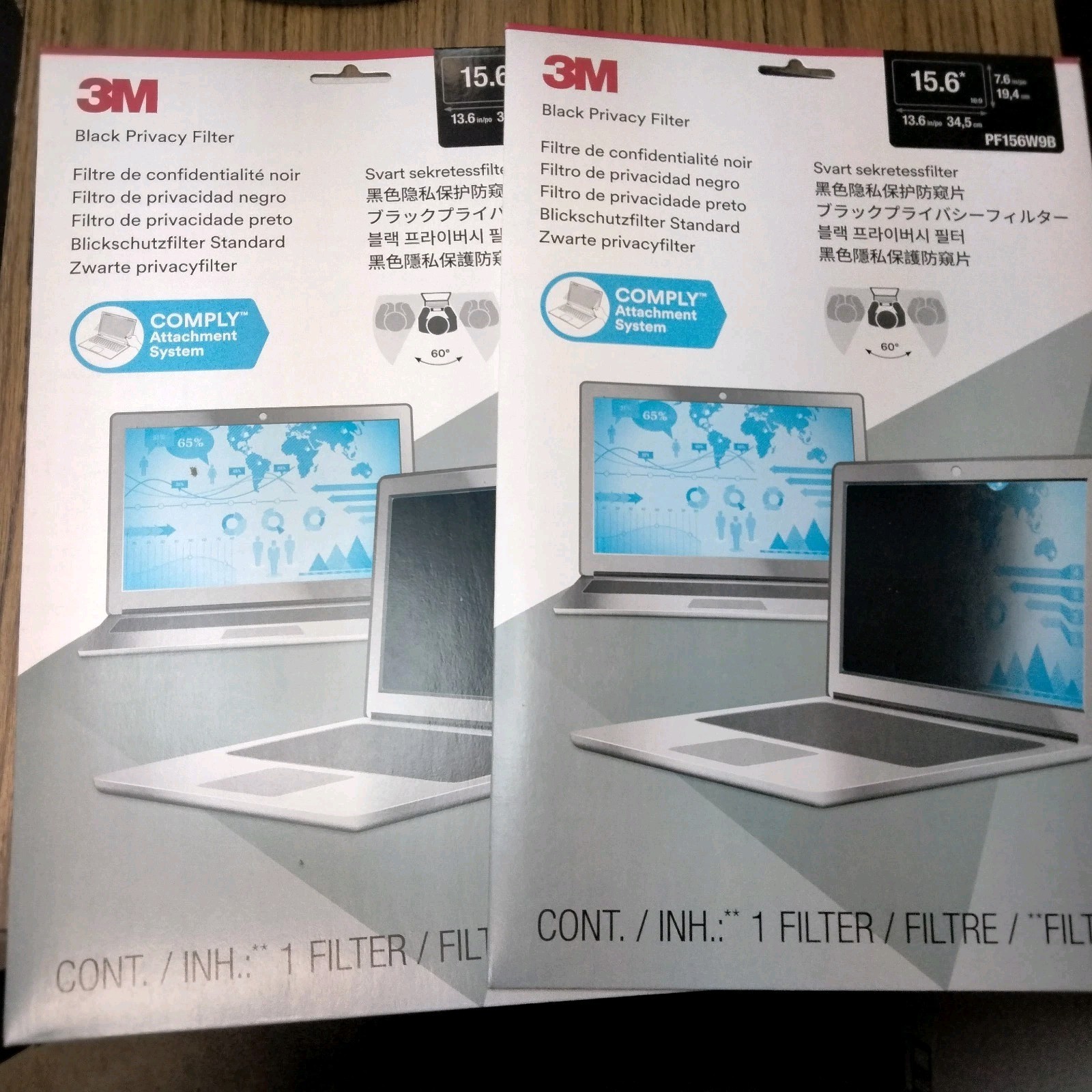 NEW 3M Privacy Filter for Widescreen Notebooks (16:9) PF15.6W 