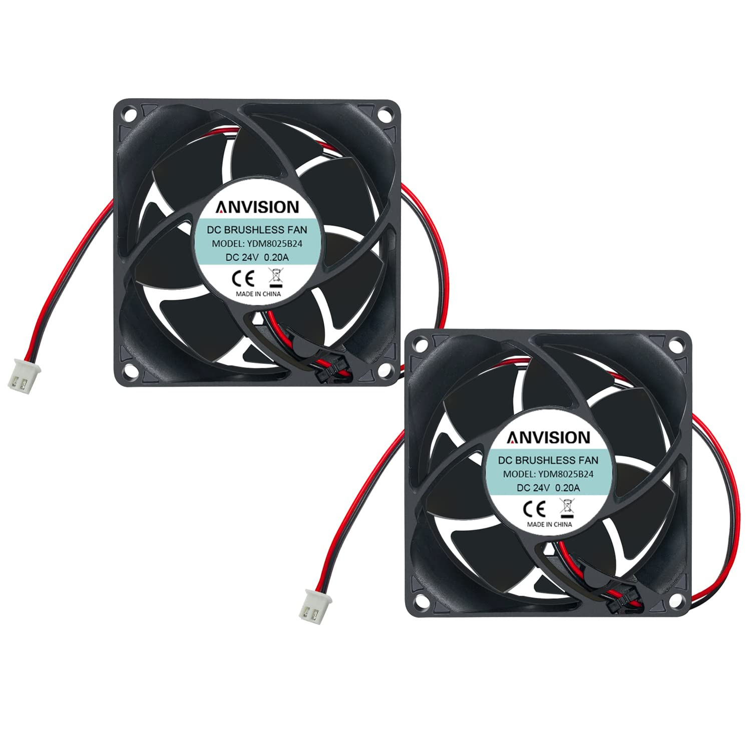 2-Pack 80Mm X 25Mm DC 24V Brushless Cooling Fan, Dual Ball Bearing