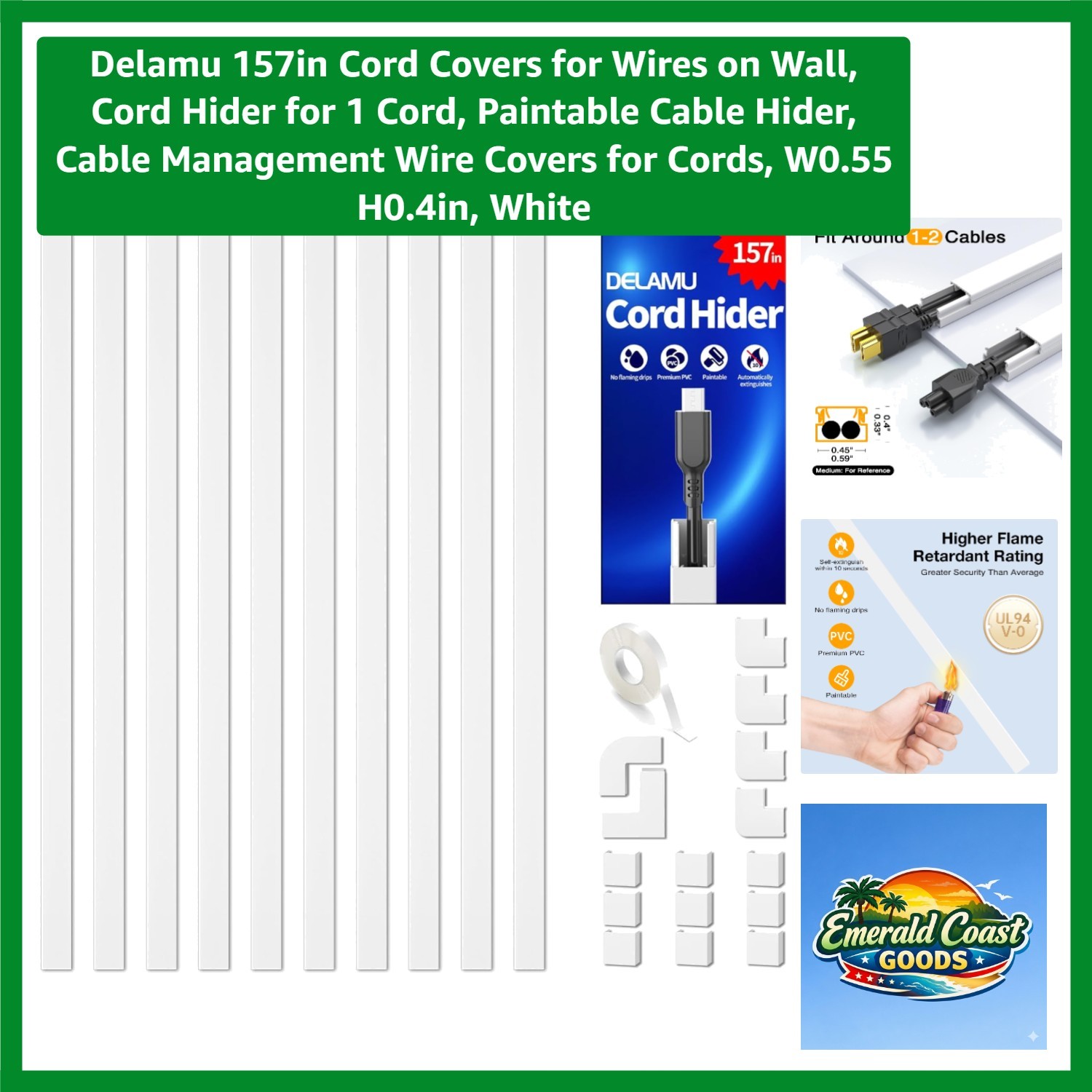 157in Paintable Cord Hider - Elegant Self-Adhesive Cable Management Solution