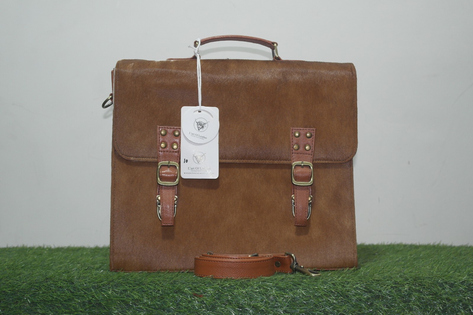 Rustic Hair on Hide Laptop bag - Western Style Cowhide Leather Case for Laptop